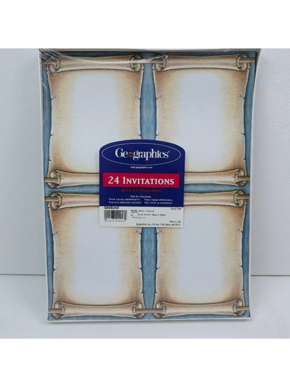 Geographics 24 Scroll Letter Blank Party Invitations 25 Envelopes 4.25